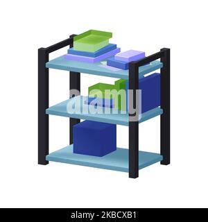 illustrazioni vettoriali di rendering bookshelf 3d Foto Stock