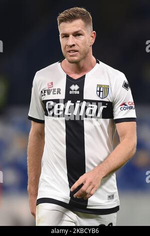 Riccardo Gagliolo di Parma Calcio durante la Serie A match tra SSC Napoli e Parma Calcio allo Stadio San Paolo Napoli il 14 dicembre 2019. (Foto di Franco Romano/NurPhoto) Foto Stock