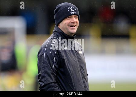 Joe Parkinson, assistente manager di Hartlepool United durante la partita del Trofeo fa Buildbase tra Harrogate Town e Hartlepool United a Wetherby Road, Harrogate, sabato 14th dicembre 2019. (Foto di Mark Fletcher/MI News/NurPhoto) Foto Stock