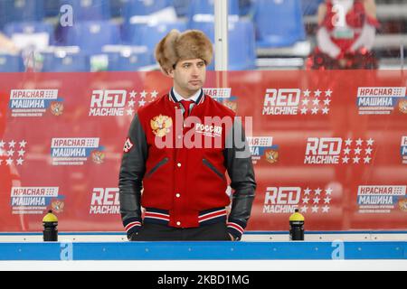 Russia Ice Hockey Federation (RIHF) il primo vicepresidente Roman Rotenberg partecipa alla partita di hockey su ghiaccio della Euro Hockey Tour Channel One Cup tra Russia e Finlandia il 15 dicembre 2019 alla Gazprom Arena di San Pietroburgo, Russia. (Foto di Mike Kireev/NurPhoto) Foto Stock