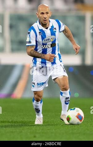 Cristian Galano di Pescara Calcio 1936 durante la partita italiana della Serie B 2019/2020 tra Pescara Calcio 1936 e Trapani Calcio 1905 allo Stadio Adriatico Giovanni Cornacchia il 22 dicembre 2019 a Pescara, Italia. (Foto di Danilo di Giovanni/NurPhoto) Foto Stock