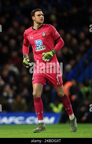 Il portiere di Southamptons Alex McCarthy durante la partita della Premier League tra Chelsea e Southampton a Stamford Bridge, Londra, giovedì 26th dicembre 2019. (Foto di Leila Coker/MI News/NurPhoto) Foto Stock