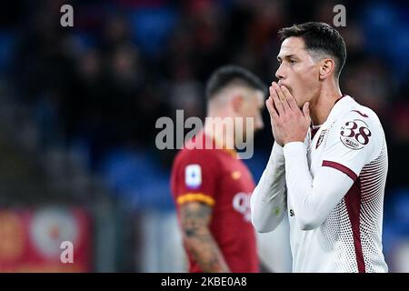 SASA Lukic del Torino FC sembra sconsolato durante la Serie Un match tra AS Roma e Torino FC allo Stadio Olimpico di Roma, Italia, il 5 gennaio 2020. (Foto di Giuseppe Maffia/NurPhoto) Foto Stock