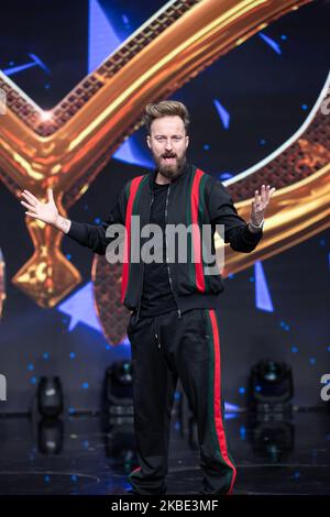 Francesco Facchinetti partecipa alla presentazione del nuovo show televisivo 'il cantante mascherato', a Milano, Italia, il 8 gennaio 2020. (Foto di Mauro Fagiani/NurPhoto) Foto Stock