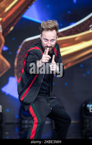 Francesco Facchinetti partecipa alla presentazione del nuovo show televisivo 'il cantante mascherato', a Milano, Italia, il 8 gennaio 2020. (Foto di Mauro Fagiani/NurPhoto) Foto Stock