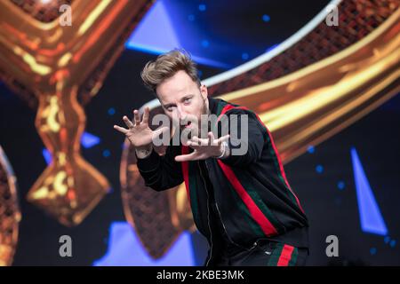 Francesco Facchinetti partecipa alla presentazione del nuovo show televisivo 'il cantante mascherato', a Milano, Italia, il 8 gennaio 2020. (Foto di Mauro Fagiani/NurPhoto) Foto Stock