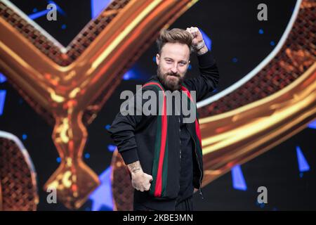 Francesco Facchinetti partecipa alla presentazione del nuovo show televisivo 'il cantante mascherato', a Milano, Italia, il 8 gennaio 2020. (Foto di Mauro Fagiani/NurPhoto) Foto Stock