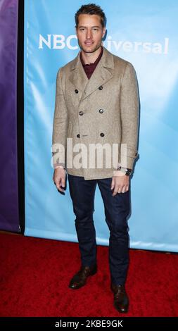 PASADENA, LOS ANGELES, CALIFORNIA, USA - 11 GENNAIO: Justin Hartley arriva al NBCUniversal Winter TCA Press Tour 2020 che si tiene al Langham Huntington Hotel il 11 Gennaio 2020 a Pasadena, Los Angeles, California, Stati Uniti. (Foto di Xavier Collin/Image Press Agency/NurPhoto) Foto Stock