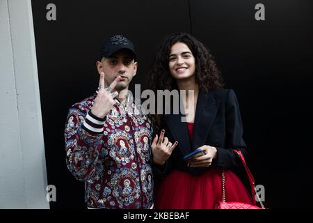 Wayne Santana (L) e Chiara Scelsi (R) arrivi alla sfilata Dolce e Gabbana durante la Fashion Week di Milano 2020 a Milano il 11 2020 gennaio (Foto di Mairo Cinquetti/NurPhoto) Foto Stock