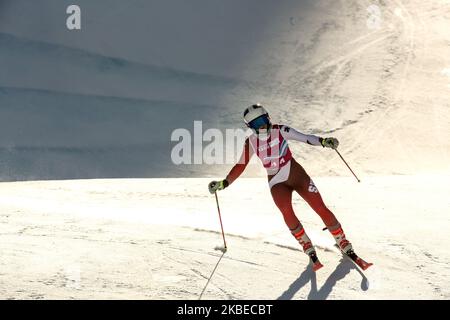 Partecipa allo Slalom Gigante della Donna durante i Giochi Olimpici invernali dei giovani di Losanna 2020 a Les Diablerets, Svizzera, il 12 gennaio 2020. (Foto di Dominika Zarzycka/NurPhoto) Foto Stock