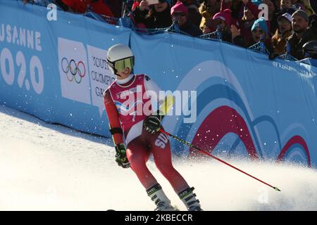 Partecipa allo Slalom Gigante della Donna durante i Giochi Olimpici invernali dei giovani di Losanna 2020 a Les Diablerets, Svizzera, il 12 gennaio 2020. (Foto di Dominika Zarzycka/NurPhoto) Foto Stock