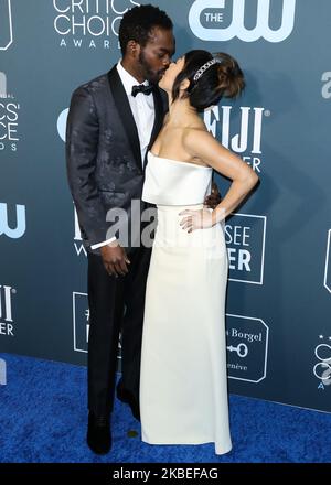 SANTA MONICA, LOS ANGELES, CALIFORNIA, USA - 12 GENNAIO: William Jackson Harper e Ali Ahn arrivano ai 25th Annual Critics' Choice Awards che si sono tenuti al Barker Hangar il 12 gennaio 2020 a Santa Monica, Los Angeles, California, Stati Uniti. (Foto di Xavier Collin/Image Press Agency/NurPhoto) Foto Stock