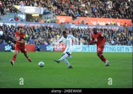 Rhian Brewster di Swansea City durante la partita del Campionato Sky Bet tra Swansea City e Wigan Athletic al Liberty Stadium il 18 gennaio 2020 a Swansea, Galles. (Foto di MI News/NurPhoto) Foto Stock