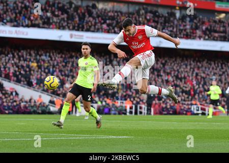 Gabriel Martinelli dell'Arsenal durante l'incontro della Premier League tra l'Arsenal FC e Sheffield United all'Emirates Stadium il 18 gennaio 2020 a Londra, Regno Unito. (Foto di MI News/NurPhoto) Foto Stock