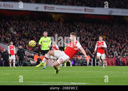 Shkodran Mustafi dell'Arsenal durante la partita della Premier League tra l'Arsenal FC e Sheffield United all'Emirates Stadium il 18 gennaio 2020 a Londra, Regno Unito. (Foto di MI News/NurPhoto) Foto Stock