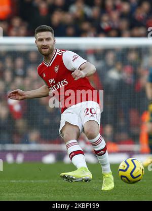 Shkodran Mustafi of Arsenal durante la partita della Premier League inglese tra Arsenal e Sheffield United il 18 2020 gennaio presso l'Emirates Stadium, Londra, Inghilterra. (Foto di Action Foto Sport/NurPhoto) Foto Stock