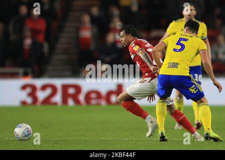 Lukas NMecha di Middlesbrough in azione con Maxime Colin di Birmingham City durante la partita del campionato Sky Bet tra Middlesbrough e Birmingham City al Riverside Stadium di Middlesbrough martedì 21st gennaio 2020. (Foto di Mark Fletcher/MI News/NurPhoto) Foto Stock