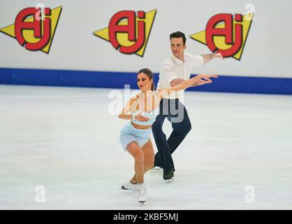 Tina Garabedian e Simon Proulx Senecal di Armenia durante la danza del ghiaccio al Campionato europeo di pattinaggio di figura ISU a Steiermarkhalle, Graz, Austria il 23 gennaio 2020. (Foto di Ulrik Pedersen/NurPhoto) Foto Stock