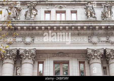 Il Museo Nazionale degli Indiani d'America, una istituzione Smithsonian, è dedicato alla vita, alle lingue, alla letteratura, alla storia e alle arti dei nativi americani dell'emisfero occidentale. Il National Museum of the American Indian si trova all'interno della storica Alexander Hamilton U.S. Custom House a Manhattan, New York City, USA, il 17 novembre 2019. (Foto di Nicolas Economou/NurPhoto) Foto Stock