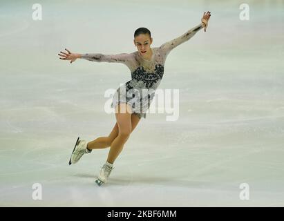 HANA Cvijanovic della Croazia in azione durante il Ladies Short Program al Campionato europeo di Pattinaggio della figura ISU a Steiermarkhalle, Graz, Austria il 24 gennaio 2020. (Foto di Ulrik Pedersen/NurPhoto) Foto Stock