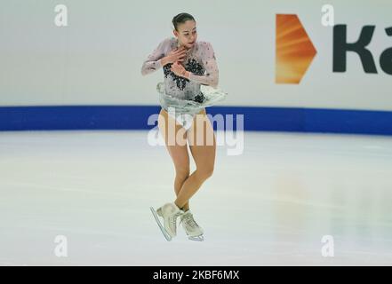 HANA Cvijanovic della Croazia in azione durante il Ladies Short Program al Campionato europeo di Pattinaggio della figura ISU a Steiermarkhalle, Graz, Austria il 24 gennaio 2020. (Foto di Ulrik Pedersen/NurPhoto) Foto Stock