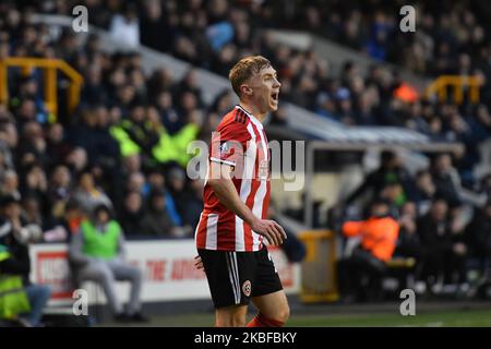 Ben Osborn di Sheffield si è Unito in azione durante la partita della fa Cup Fourth Round tra Millwall e Sheffield si è Unito al Den il 25 gennaio 2020 a Londra, Inghilterra. (Foto di MI News/NurPhoto) Foto Stock