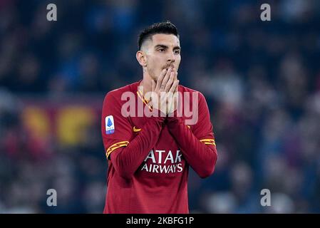 Lorenzo Pellegrini di AS Roma reagisce durante la Serie A match tra Roma e Lazio allo Stadio Olimpico di Roma il 26 gennaio 2020. (Foto di Giuseppe Maffia/NurPhoto) Foto Stock