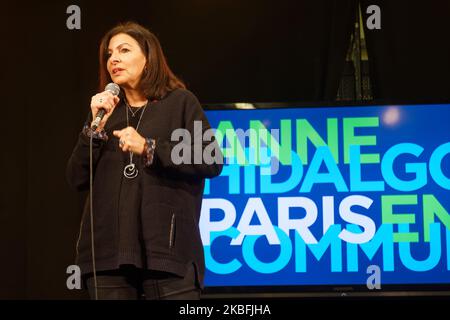 Il sindaco di Parigi Anne Hidalgo parla durante il lancio della Campagna del comune di Emmanuel Gregoire per l'arronissement 12th di Parigi il 24 gennaio 2020, a Parigi, Francia. (Foto di Daniel Pier/NurPhoto) Foto Stock