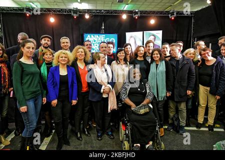 A photo family in the room GROUND CONTROL during the launch of the Municipality Campaign of Emmanuel Gregoire for the 12th arronsissement of Paris with the support and involvement of Mayor of Paris Anne Hidalgo - January 24, 2020, Paris (Photo by Daniel Pier/NurPhoto) Stock Photo