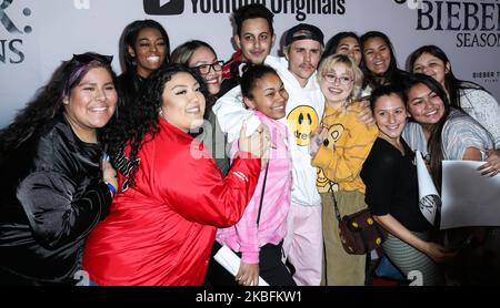 WESTWOOD, LOS ANGELES, CALIFORNIA, USA - 27 GENNAIO: Il cantante Justin Bieber arriva alla Los Angeles Premiere di YouTube Originals 'Justin Bieber: Seasons' tenutasi al Regency Bruin Theatre il 27 gennaio 2020 a Westwood, Los Angeles, California, Stati Uniti. (Foto di Xavier Collin/Image Press Agency/NurPhoto) Foto Stock