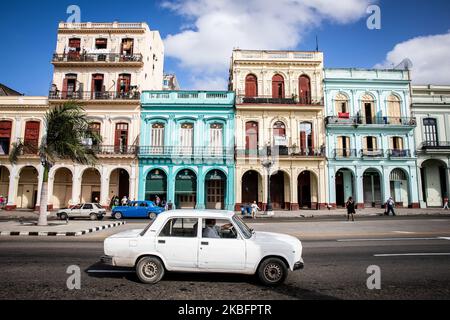 Edifici di l'Avana, Cuba, il 16 gennaio 2020. La città attrae ogni anno milioni di turisti. L'Avana Vecchia (Habana Vieja) è dichiarata Patrimonio dell'Umanità dall'UNESCO. (Foto di Manuel Romano/NurPhoto) Foto Stock