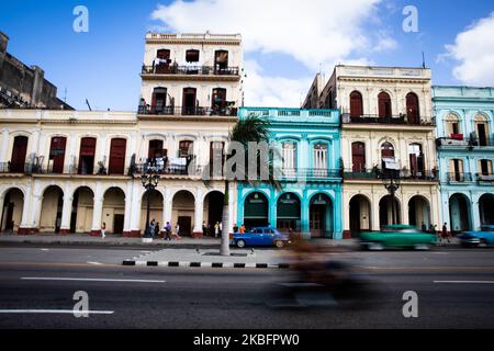 Edifici di l'Avana, Cuba, il 16 gennaio 2020. La città attrae ogni anno milioni di turisti. L'Avana Vecchia (Habana Vieja) è dichiarata Patrimonio dell'Umanità dall'UNESCO. (Foto di Manuel Romano/NurPhoto) Foto Stock