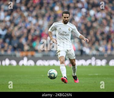 Dani Carvajal del Real Madrid durante la partita della Liga tra il Real Madrid e l'Atletico de Madrid allo stadio Santiago Bernabeu di Madrid, Spagna (Foto di Raddad Jebarah/NurPhoto) Foto Stock