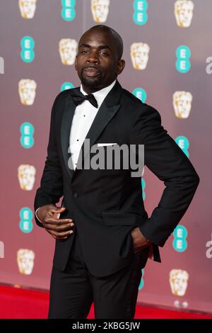 Jimmy Akingbola partecipa alla cerimonia dei Premi cinematografici della EE British Academy presso la Royal Albert Hall il 02 febbraio 2020 a Londra, Inghilterra. (Foto di Wiktor Szymanowicz/NurPhoto) Foto Stock