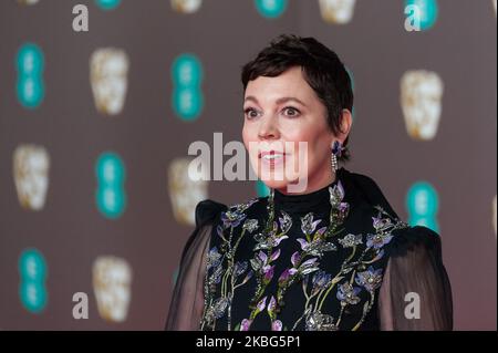 Olivia Colman partecipa alla cerimonia dei Premi cinematografici della EE British Academy presso la Royal Albert Hall il 02 febbraio 2020 a Londra, Inghilterra. (Foto di Wiktor Szymanowicz/NurPhoto) Foto Stock