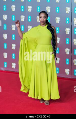 Naomi Ackie partecipa alla cerimonia dei Premi cinematografici della EE British Academy presso la Royal Albert Hall il 02 febbraio 2020 a Londra, Inghilterra. (Foto di Wiktor Szymanowicz/NurPhoto) Foto Stock