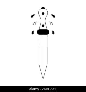 Knife tattoo in y2k, 1990s, 2000s style. Emo goth element design. Old school tattoo. Vector illustration. Stock Vector