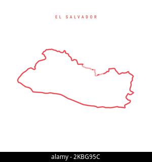 El Salvador contorno mappa. Bordo rosso Salvadoran. Nome del paese. Illustrazione. Foto Stock