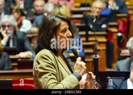 French Health and Solidarity Minister Agnes Buzyn speaks at the session of questions to the government at the Senate on February 05, 2020 in Paris, France. (Photo by Daniel Pier/NurPhoto) Stock Photo