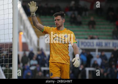 Mitch Walker di Aldershot Town durante la partita della Vanarama National League tra Hartlepool United e Aldershot Town a Victoria Park, Hartlepool, sabato 8th febbraio 2020. (Foto di Mark Fletcher/MI News/NurPhoto) Foto Stock