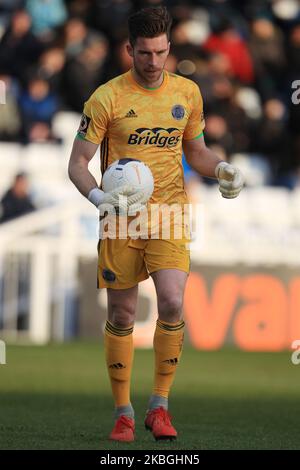 Mitch Walker di Aldershot Town durante la partita della Vanarama National League tra Hartlepool United e Aldershot Town a Victoria Park, Hartlepool, sabato 8th febbraio 2020. (Foto di Mark Fletcher/MI News/NurPhoto) Foto Stock