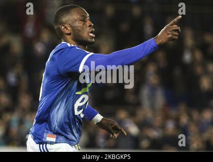 Majeed Waris, durante la partita di calcio francese del L1 tra Strasburgo (RCSA) e Reims (SR), il 9 febbraio 2020 allo stadio Meinau (Foto di Elyxandro Cegarra/NurPhoto) Foto Stock