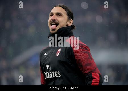 Zlatan Ibrahimovic dell'AC Milan durante la Serie A match tra FC Internazionale e AC Milan allo Stadio Giuseppe Meazza il 09 febbraio 2020 a Milano. (Foto di Giuseppe Cottini/NurPhoto) Foto Stock