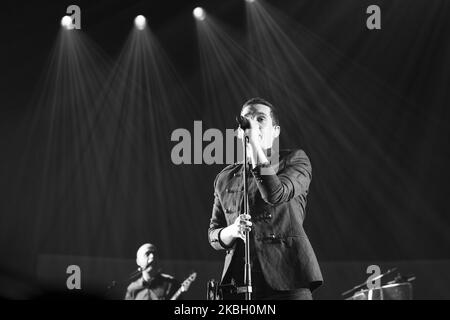 (EDITOR'S NOTE: Image was converted to black and white) Spanish singer Maldita Nerea performs in Inverfest on stage at palacio de los Deportes on February 14, 2020 in Madrid, Spain (Photo by Oscar Gonzalez/NurPhoto) Stock Photo