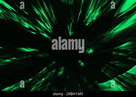 Abstract green psychedelic background interlaced digital Distorted Motion glitch effect. Futuristic striped cyberpunk design Retro webpunk, rave 90s a Stock Photo
