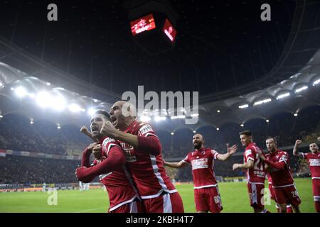 Andrei Sin festeggia durante la partita tra Dinamo Bucarest vs FCSB, per il Calcio Romania, Liga 1, all'Arena Nationala, a Bucarest, Romania, Il 16 febbraio 2020. (Foto di Alex Nicodim/NurPhoto) Foto Stock