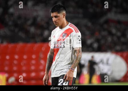 E. Perez di River Plate durante una partita tra River Plate e Banfield come parte della Superliga 2019/20 allo stadio Antonio Vespucio liberti il 16 febbraio 2020 a Buenos Aires, Argentina. (Foto di Gisela Romio/NurPhoto) Foto Stock