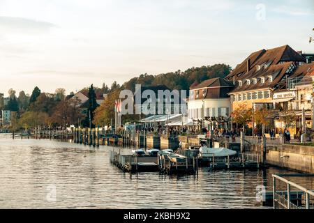 Panorama della città vecchia di Ueberlingen sul Lago di Costanza Foto Stock