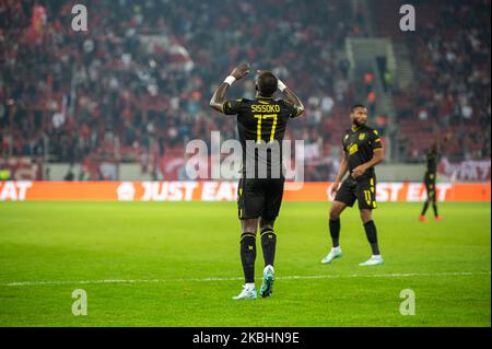 Atene, Grecia. 03rd Nov 2022. MOUSSA SISOKO del FC Nantes FC durante la partita di gruppo G della UEFA Europa League tra Olympiacos FC e FC Nantes allo stadio Karaiskakis il 3 novembre 2022 ad Atene, Grecia. Credit: Independent Photo Agency/Alamy Live News Foto Stock