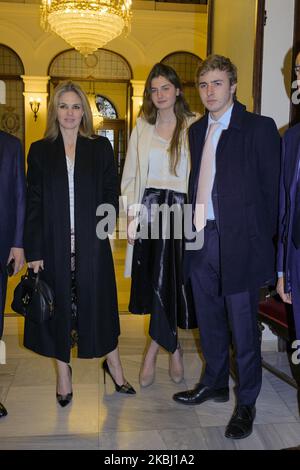 Genoveva Casanova with Amina and Luis Martinez de Irujo attends the event of Cayetano Martinez de Irujo receives the honor medal of the Royal National Academy of Medicine on February 26, 2020 in Madrid, Spain. (Photo by Oscar Gonzalez/NurPhoto) Stock Photo